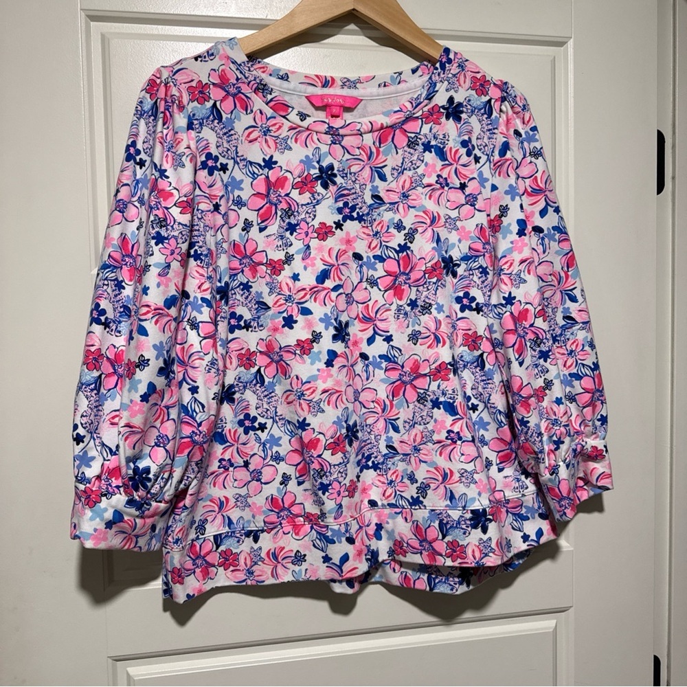 Lilly Pulitzer Floral Sweatshirt - Pink and Blue party like a lobstar xl - Picture 2 of 7